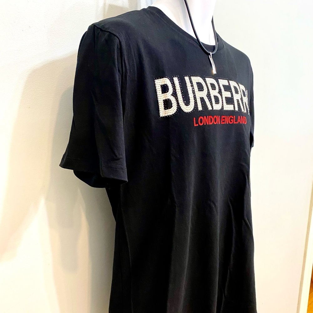 Burberry Black Tee with Red Accents